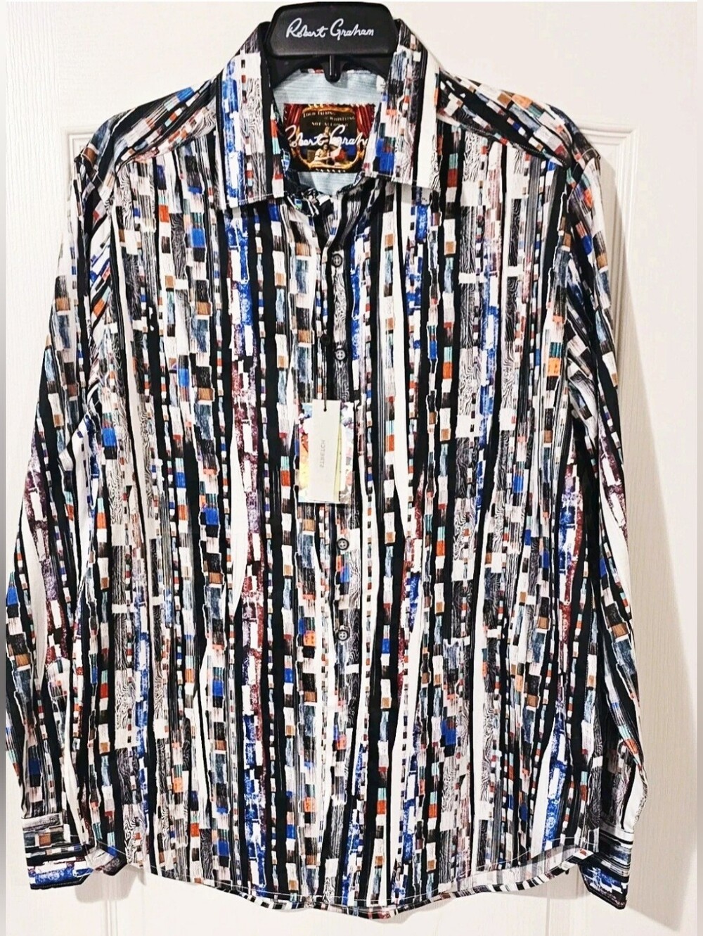 Robert Graham Vertical Multicolor Stripe Print Button-Down Shirt